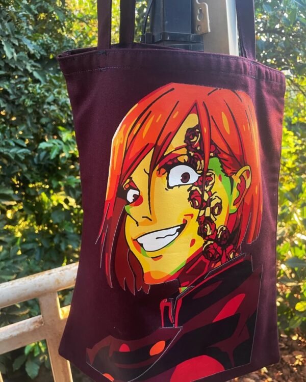 Nobara bag Uganda maroon cloth anime print with cursed marks anime bags