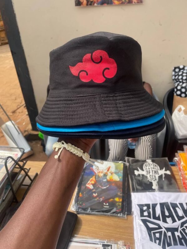 Akatsuki Red Logo on Black Cap anime accessory kaizoq anime merc, kaizoku realm anime store uganda