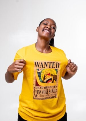 One Piece Shirt Uganda – Yellow Sanji Wanted Anime Tee 2026