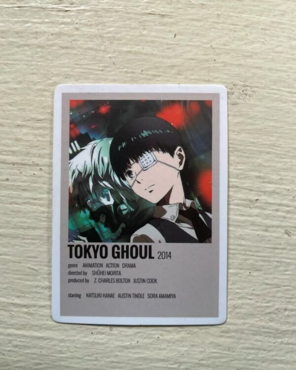 Tokyo Ghoul anime poster featuring detailed Ken Kaneki artwork with dark aesthetic background anime uganda merc