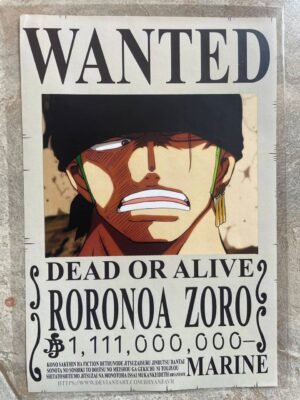 Zoro poster anime wanted wall art collectible