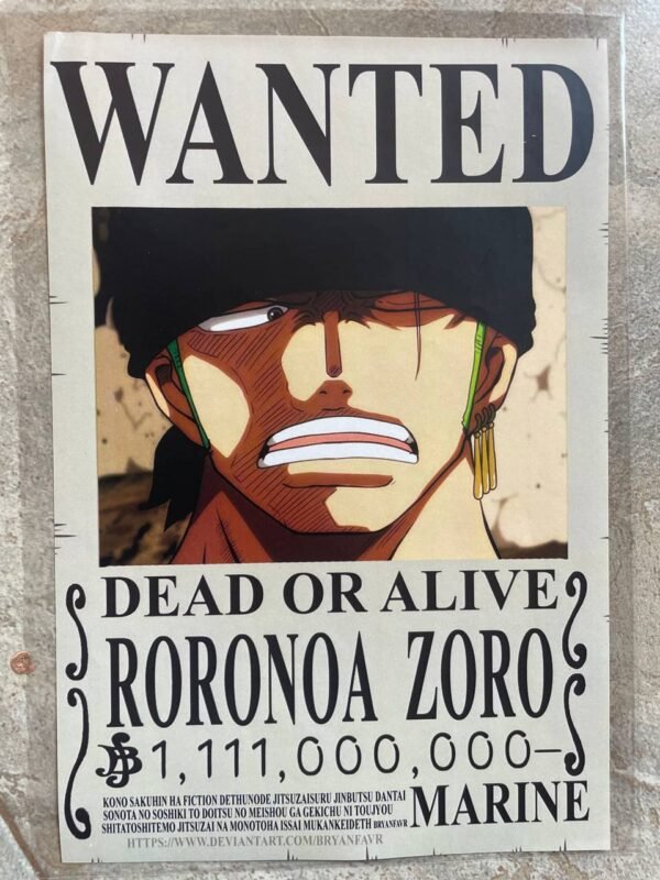 Zoro poster anime wanted wall art collectible