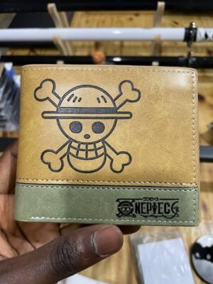 Brown Straw Hat Wallet with olive-green lining collectible anime accessory kaizoq anime merc, kaizoku realm anime store uganda