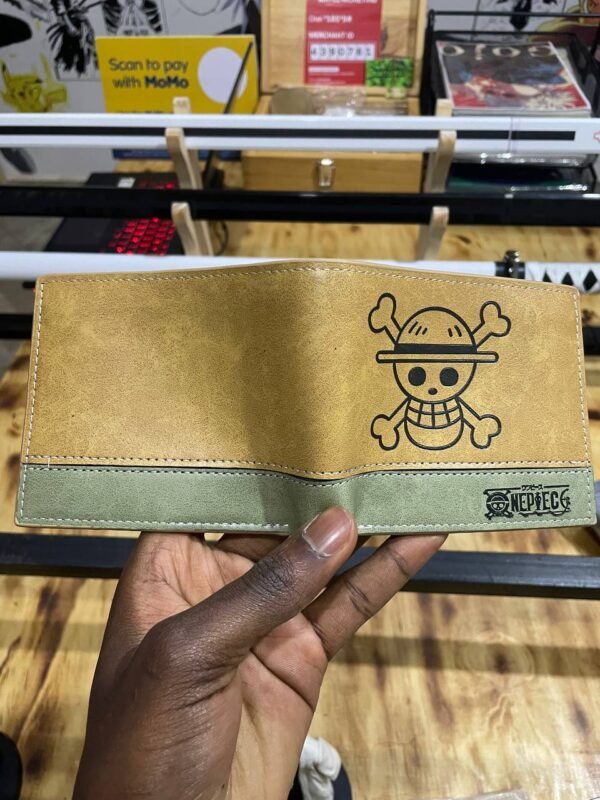 Brown Straw Hat Wallet with olive-green lining collectible anime accessory kaizoq anime merc, kaizoku realm anime store uganda