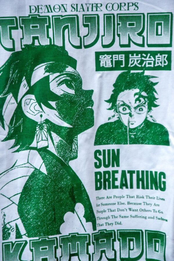 Tanjiro T-shirt white green anime design