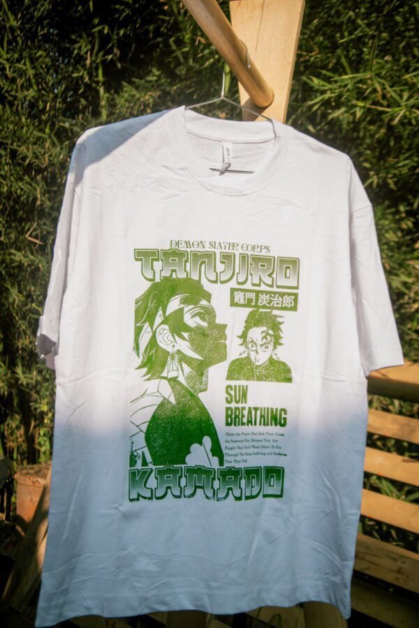 Tanjiro T-shirt white green anime design