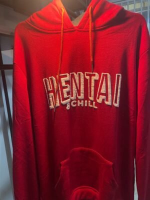 Red “Henati and Chill” anime hoodie Uganda streetwear